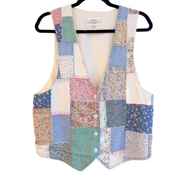 Susan Bristol Jackets & Blazers - Vintage Patchwork Vest Susan Bristol Grandmacore Vest Floral Cottagecore Sz Med